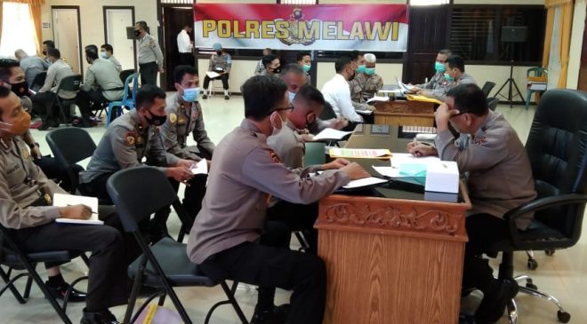 Terapkan Prokes Covid-19, Kapolres Melawi dan Jajarannya Terima Tim Audit Itwasda Polda Kalbar