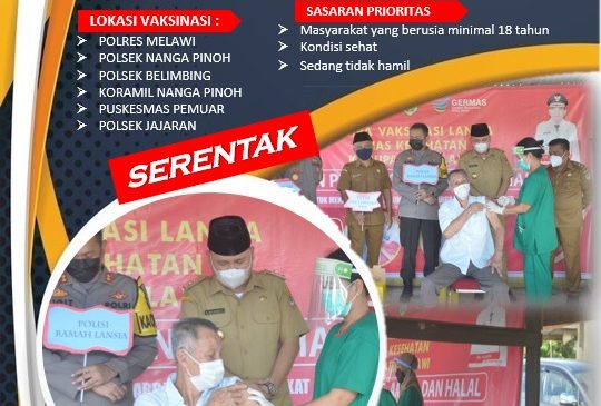 Vaksinasi Serentak Dilaksanakan Polres Melawi Bersama Polsek Jajaran