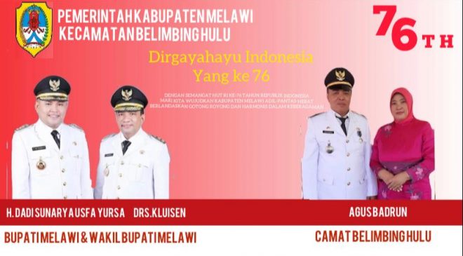 Camat Belimbing Hulu, Agus Badrun Beserta Staff Mengucapkan Selamat HUT RI-76