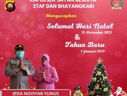 Kapolsek Sayan Beserta Staf dan Bhayangkari Mengucapkan Selamat Hari Natal 2022 dan Tahun Baru 2023